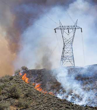 wildfire near power lines