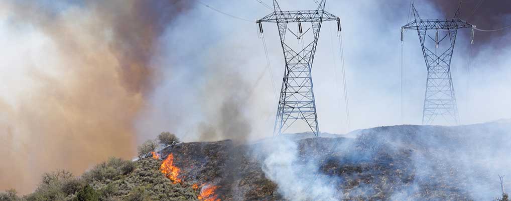 wildfire near power lines