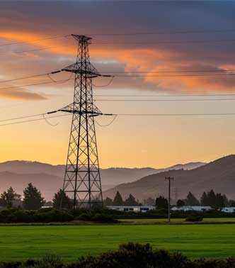 Transmission line with a storm behind