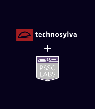 Technosylva and PSSC Labs partnership graphic featuring both company logos on a dark background.