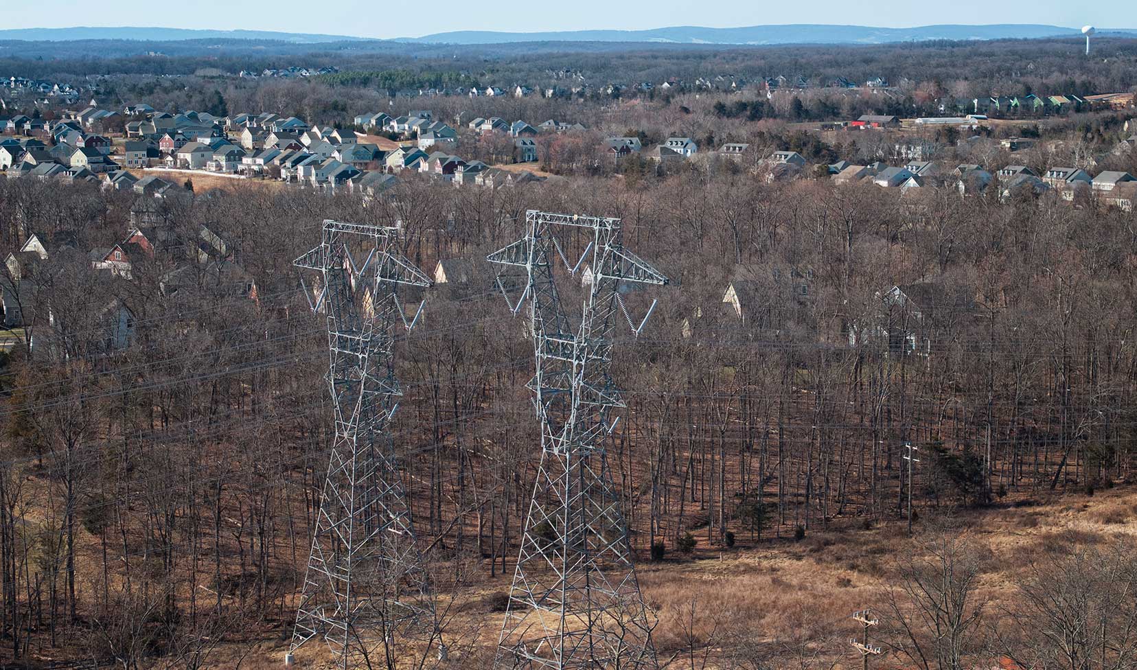 Power lines near a community