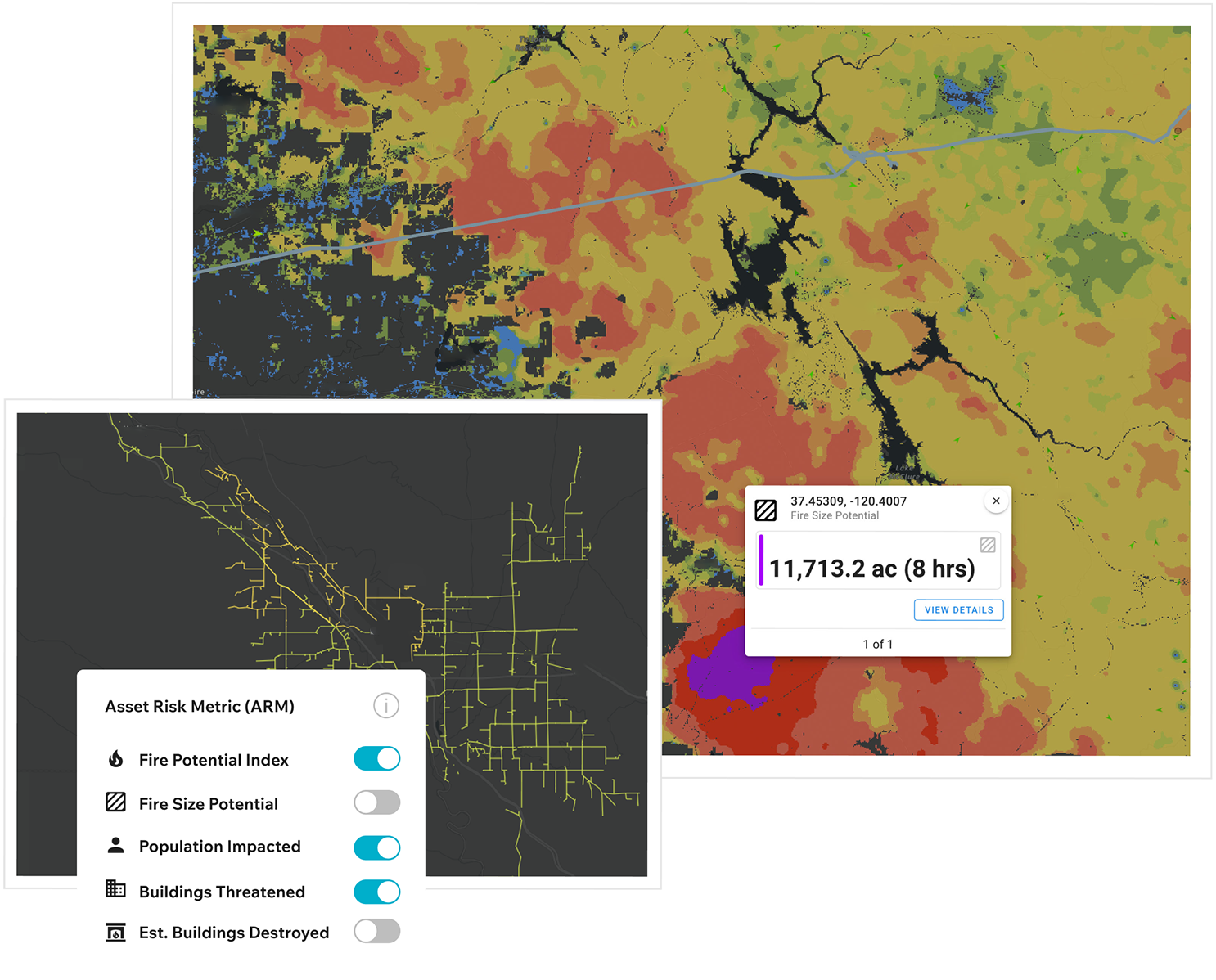 Technosylva Fire risk map screens
