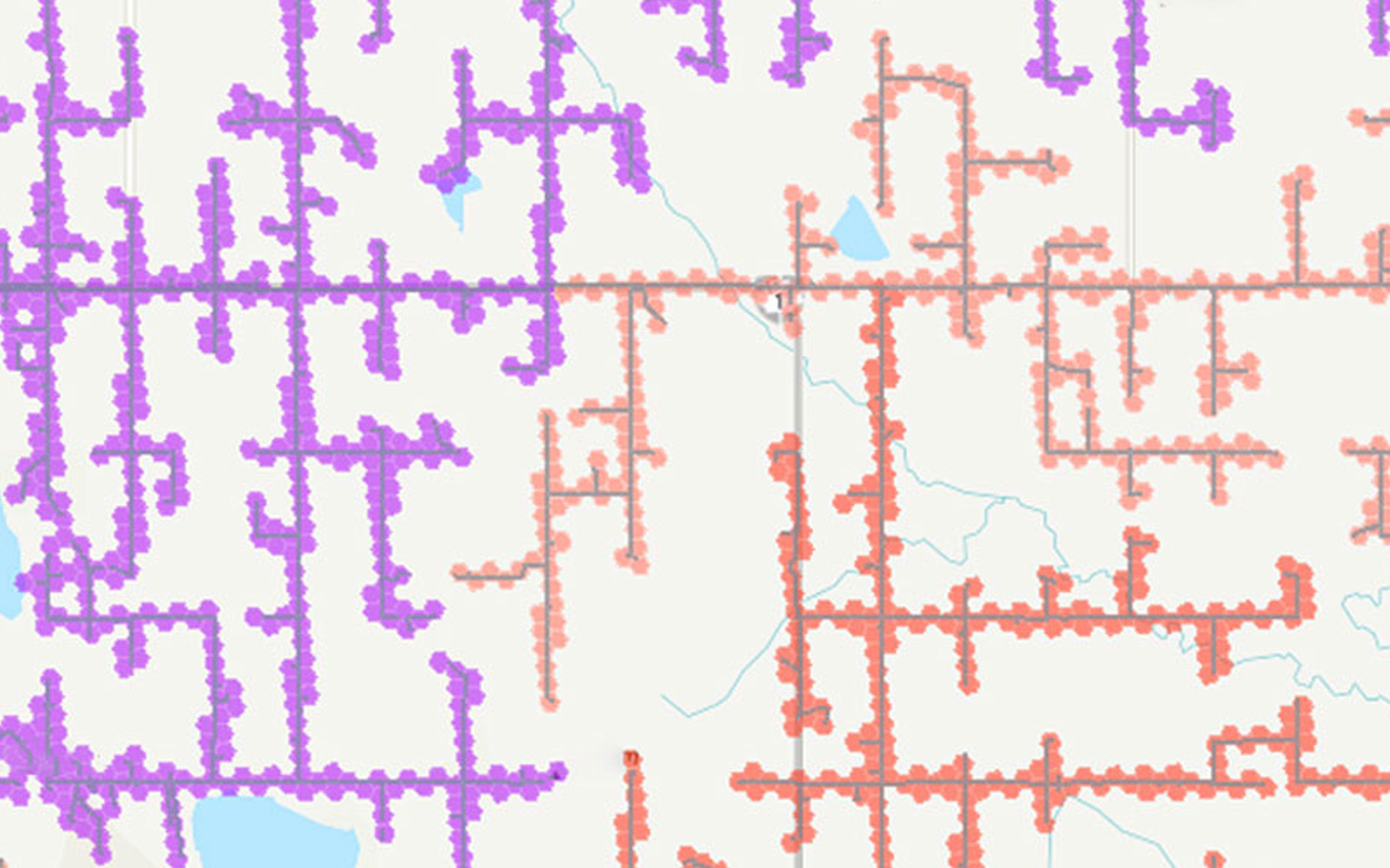 Map showing asset lines at risk