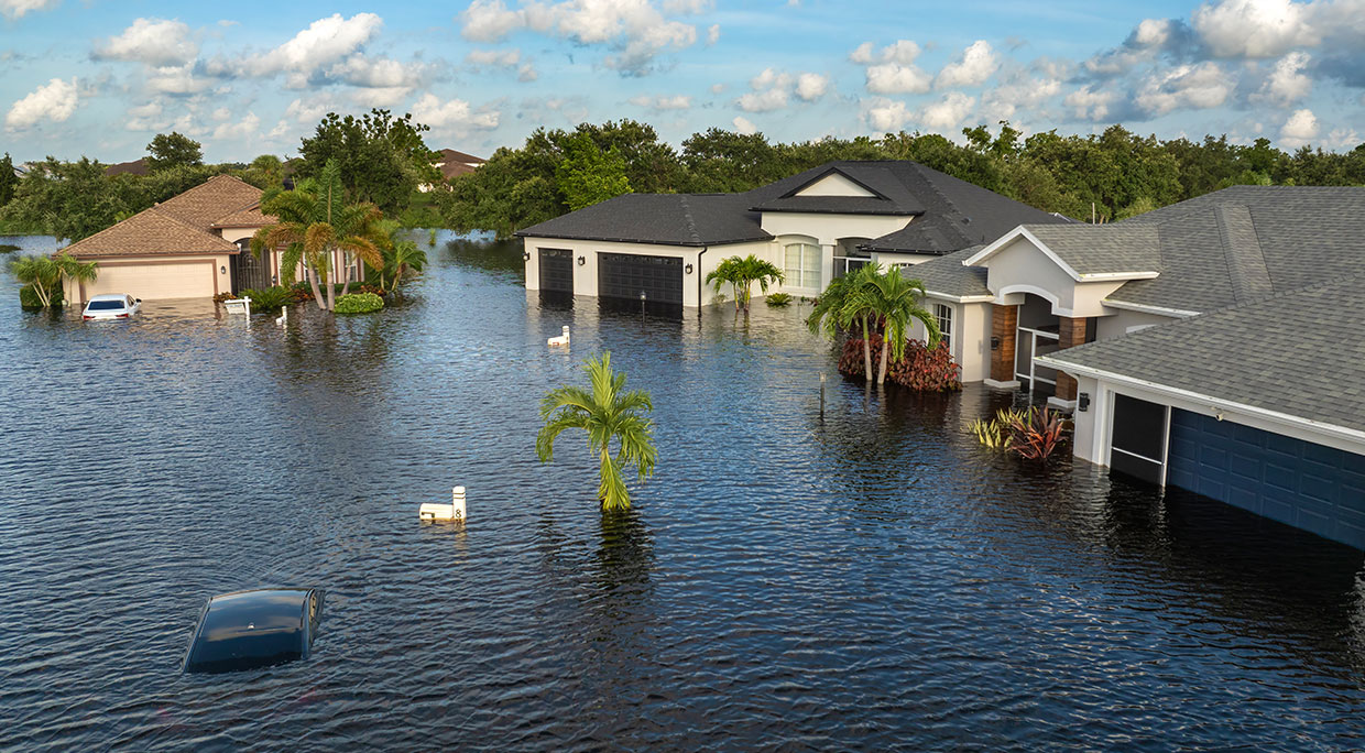 Photo of homes underwater due to flash flooding