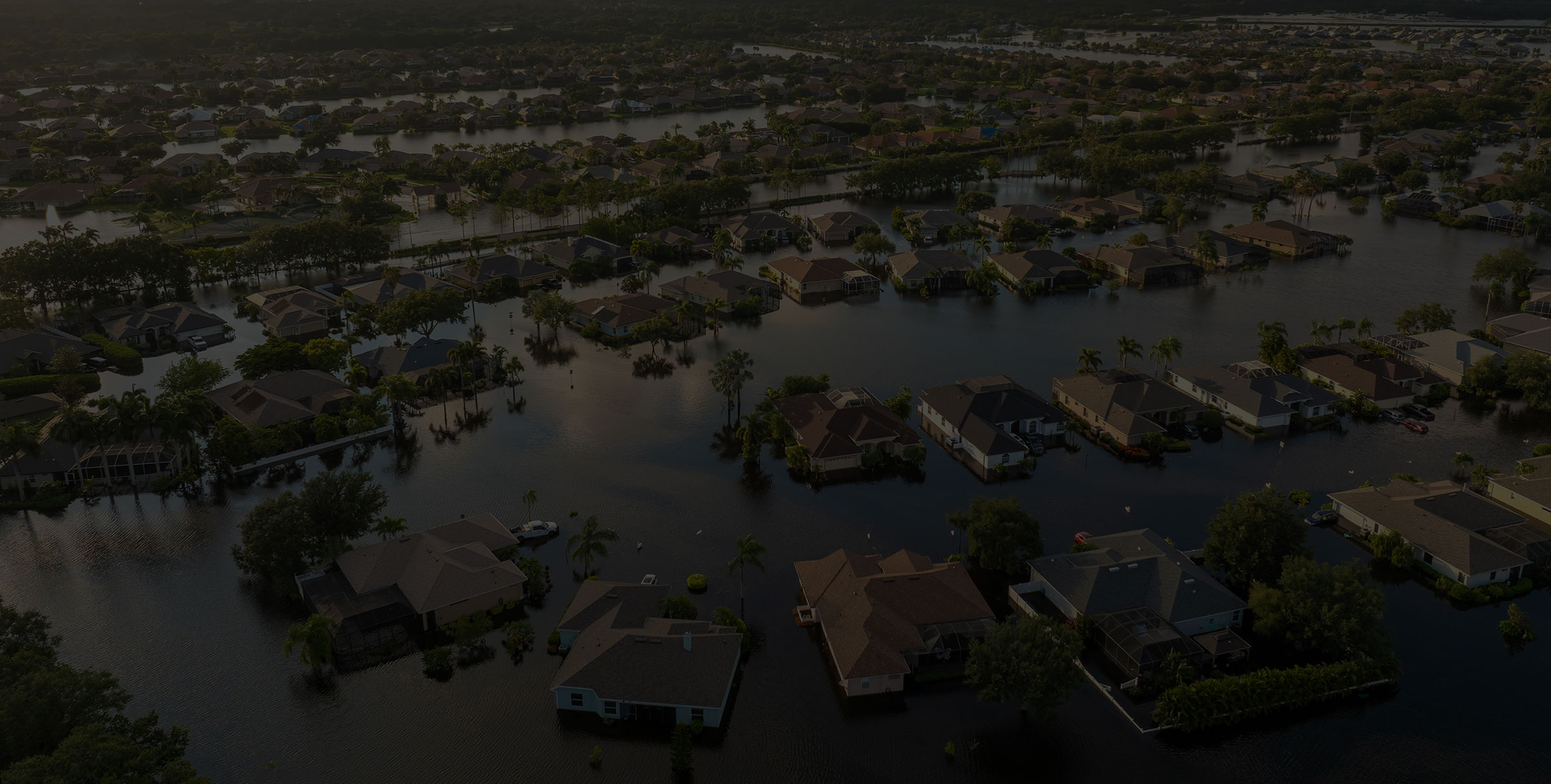 A community of houses that has been through a flood