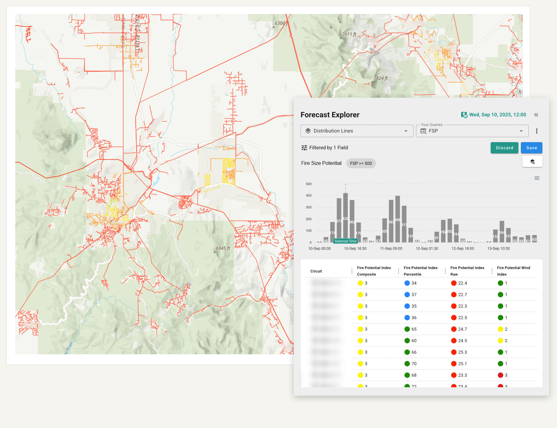 Fire size potential map