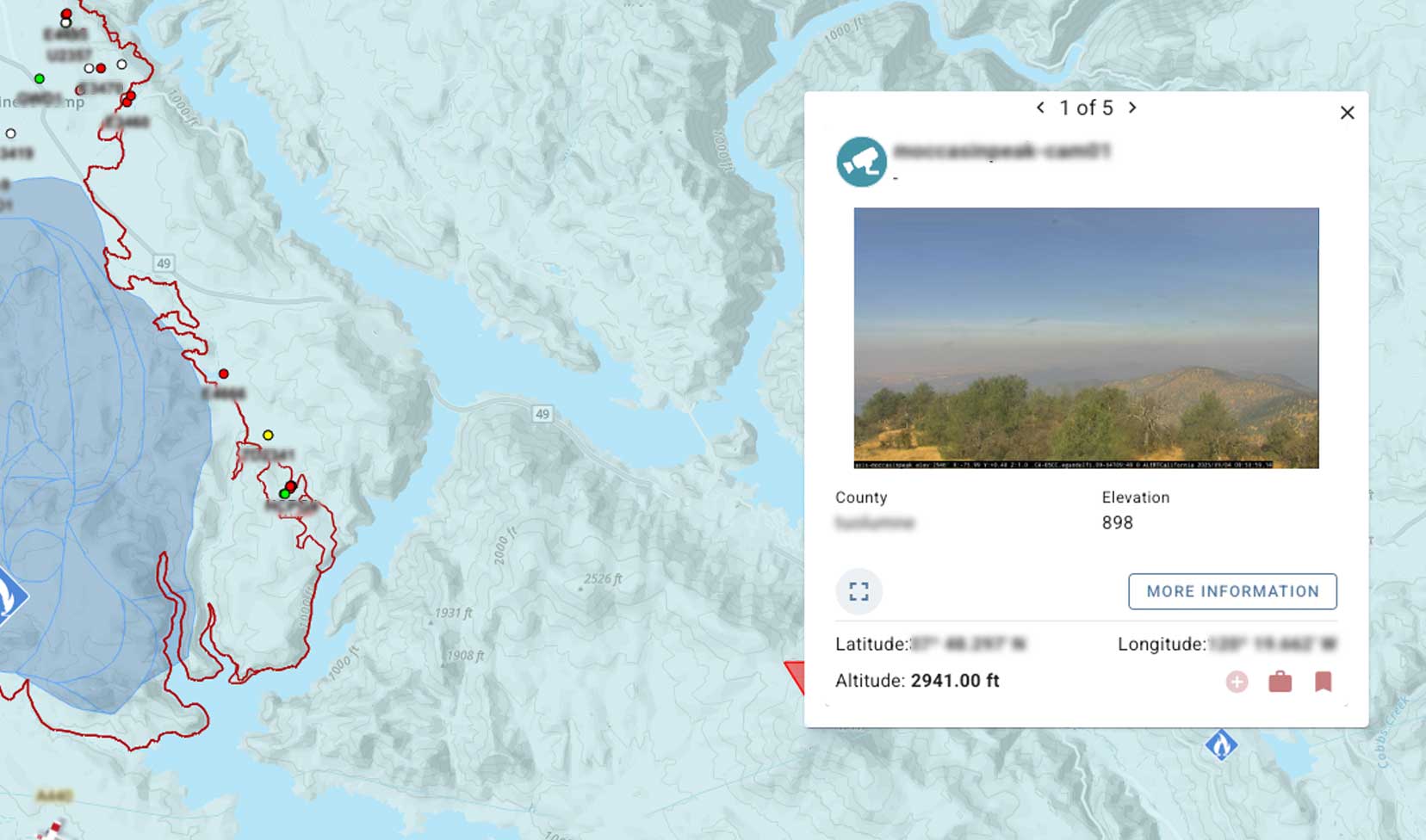 camera view of the area on a map