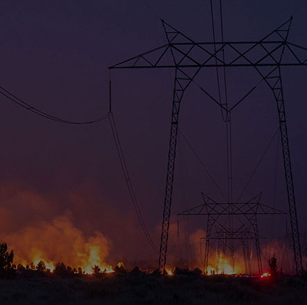 Utility line on fire