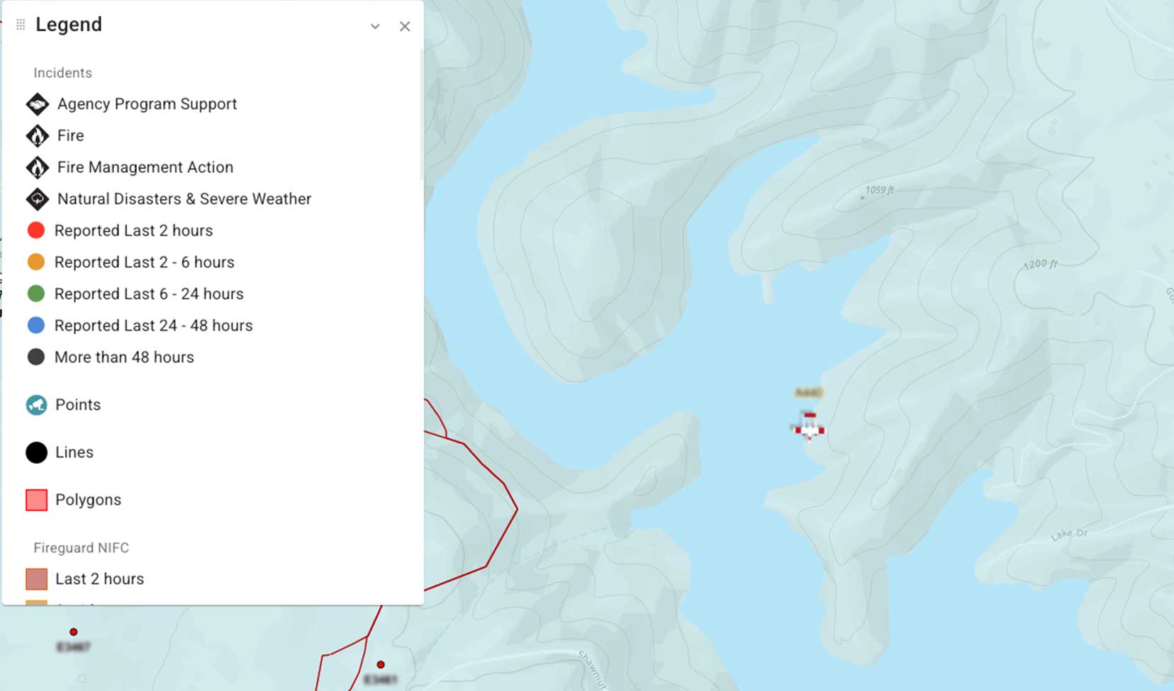 map showing location of an airplane