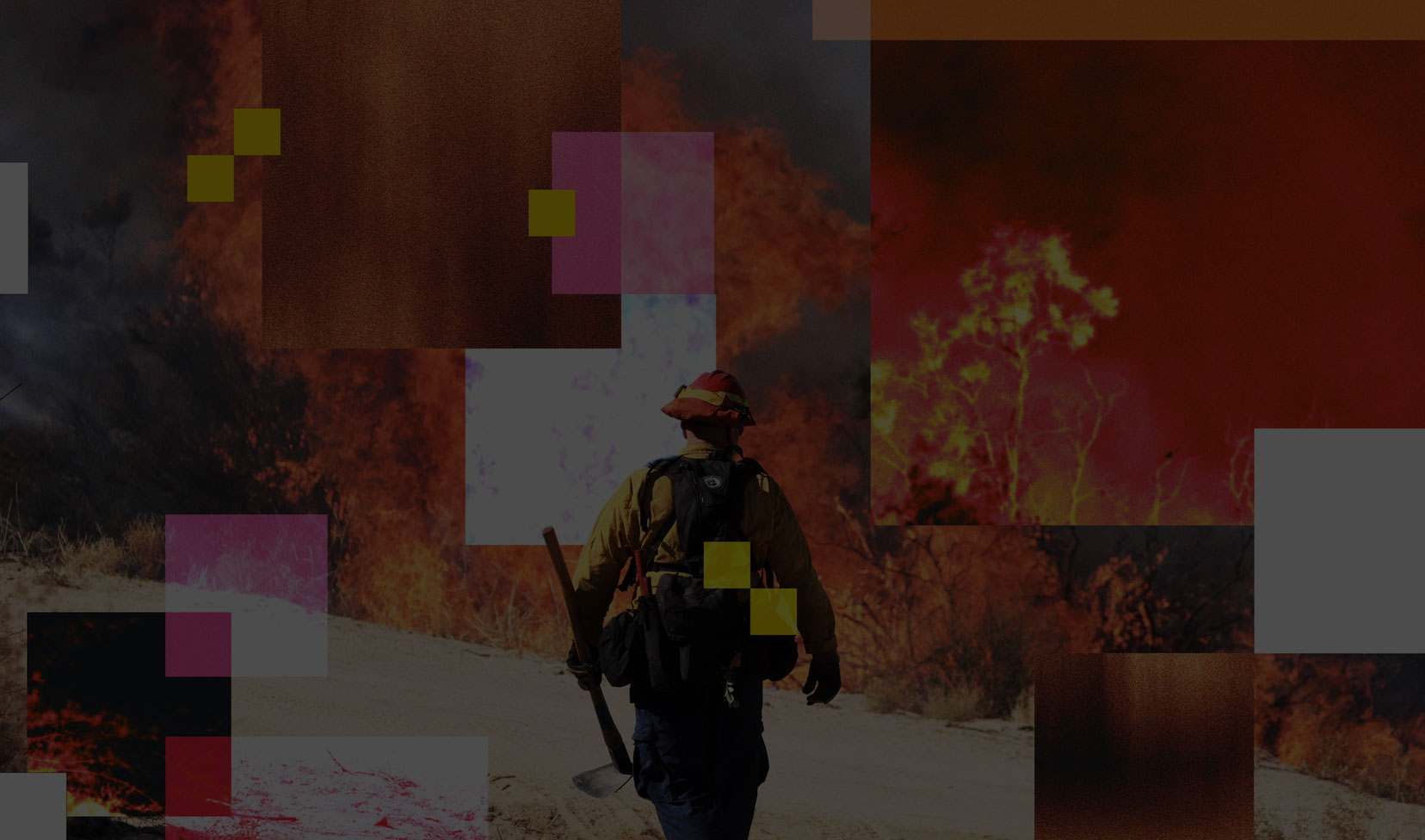 Firefighter with data graphics
