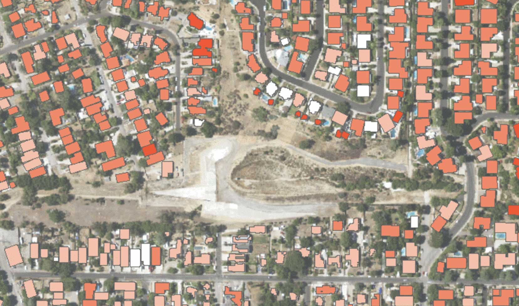 map showing projected building losses