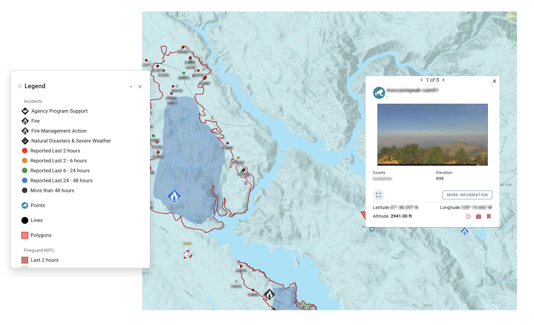 Map showing multiple assets