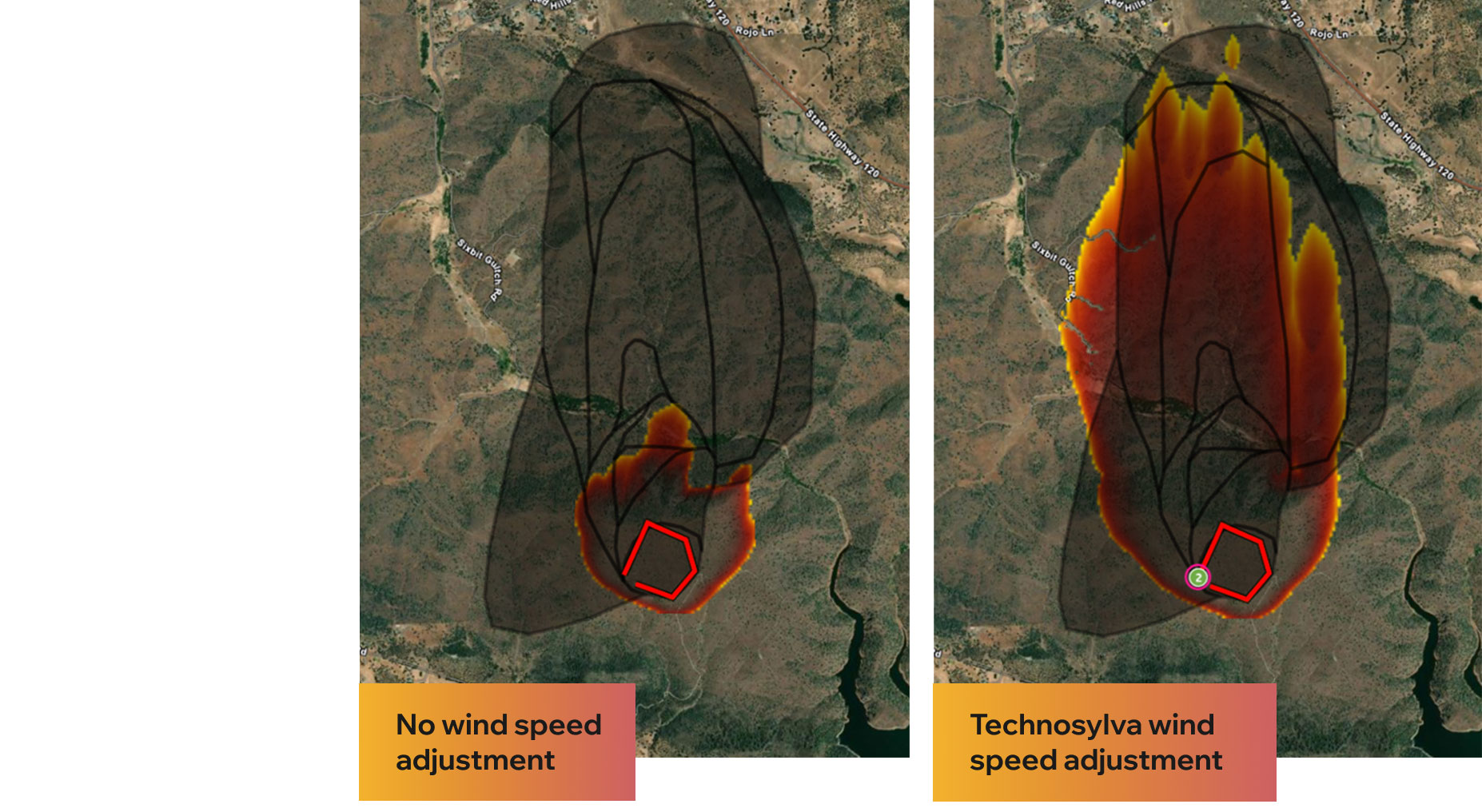Wind speed adjustment maps