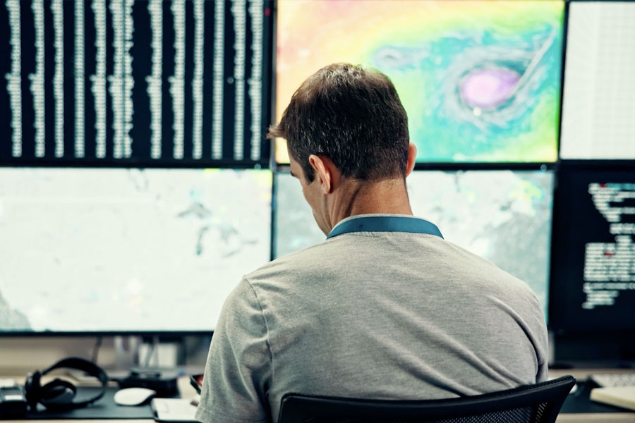 Utility weather operator in the monitor room
